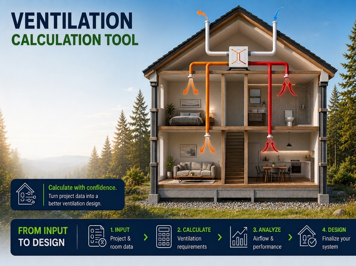 Illustration of residential supply and exhaust ventilation airflow